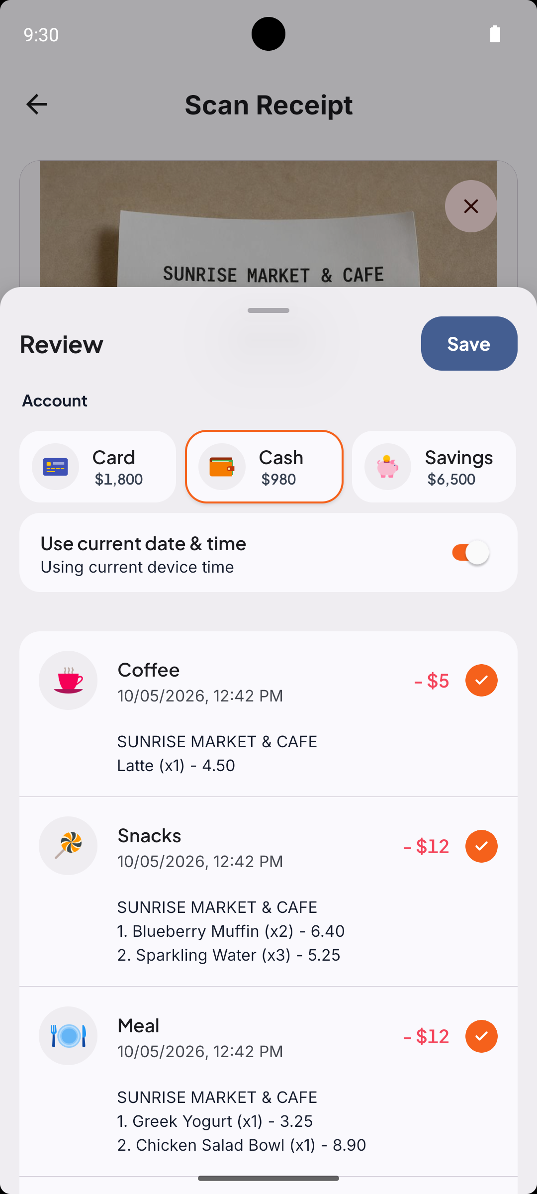Expenny categories screen